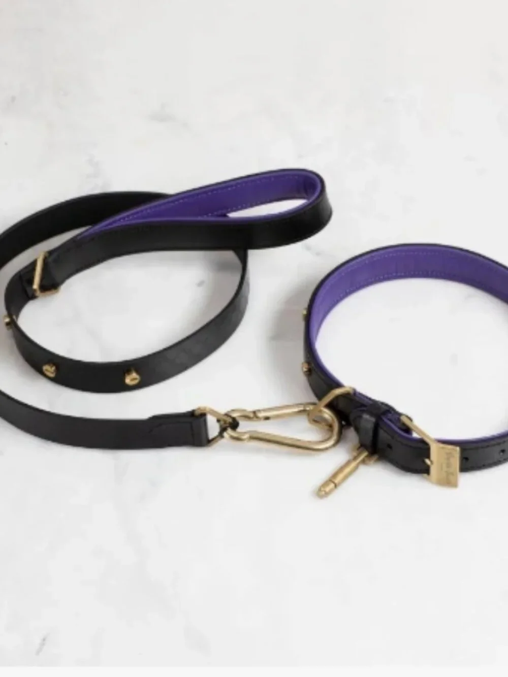 NWT Buster + Punch Dog Black Leather Brass Lead Leash in a Gift Box